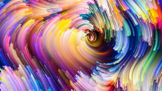 multicolored spiral painting, abstract, colorful, digital art, swirls, CGI, spiral, HD wallpaper HD wallpaper