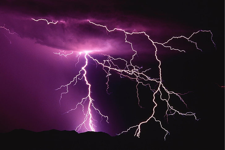 purple lightning, Photography, Lightning, HD wallpaper