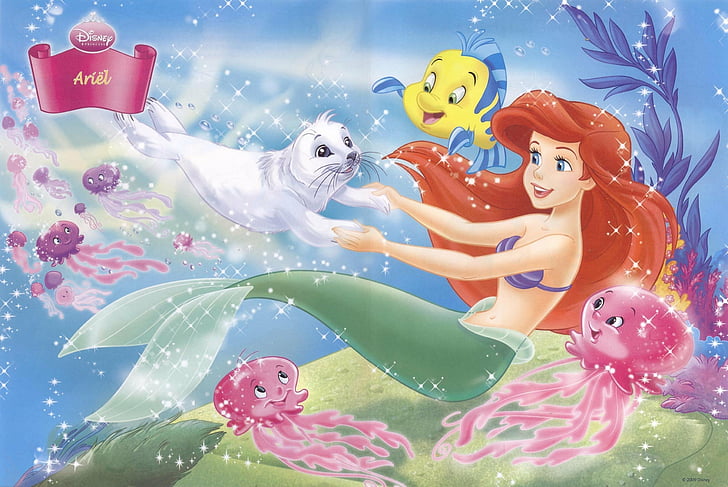 Little Mermaid 2 Disney Ariel And Fish Digital Wallpaper Cartoons Fish Hd Wallpaper Wallpaperbetter