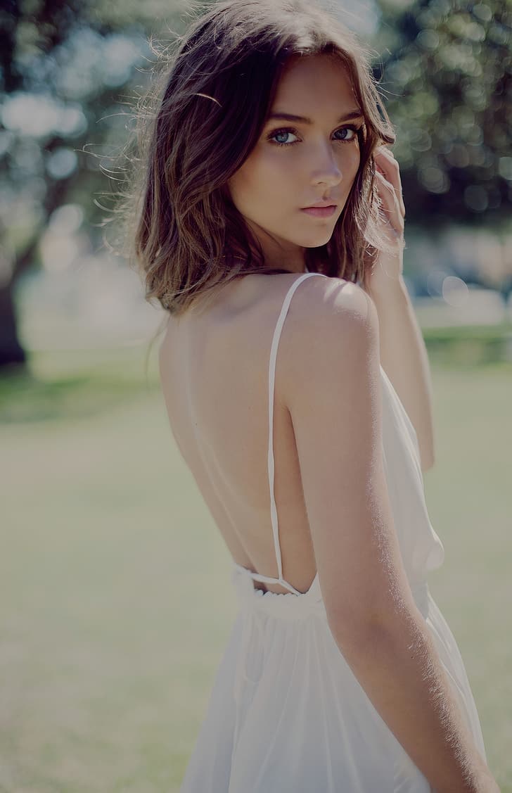 Rachel Cook, wanita, model, mata biru, berambut cokelat, Wallpaper HD, wallpaper seluler
