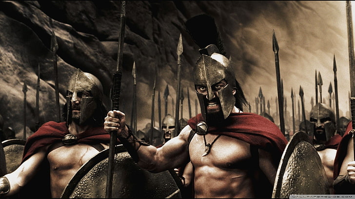 Leonidas leading army of spartan in 300 movie, Spartans, 300, HD wallpaper