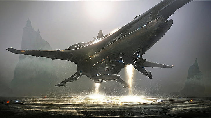 fantasy art science fiction spaceship aliens banu merchantman star citizen concept art, HD wallpaper