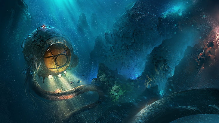 game digital wallpaper, underwater, fantasy art, artwork, HD wallpaper