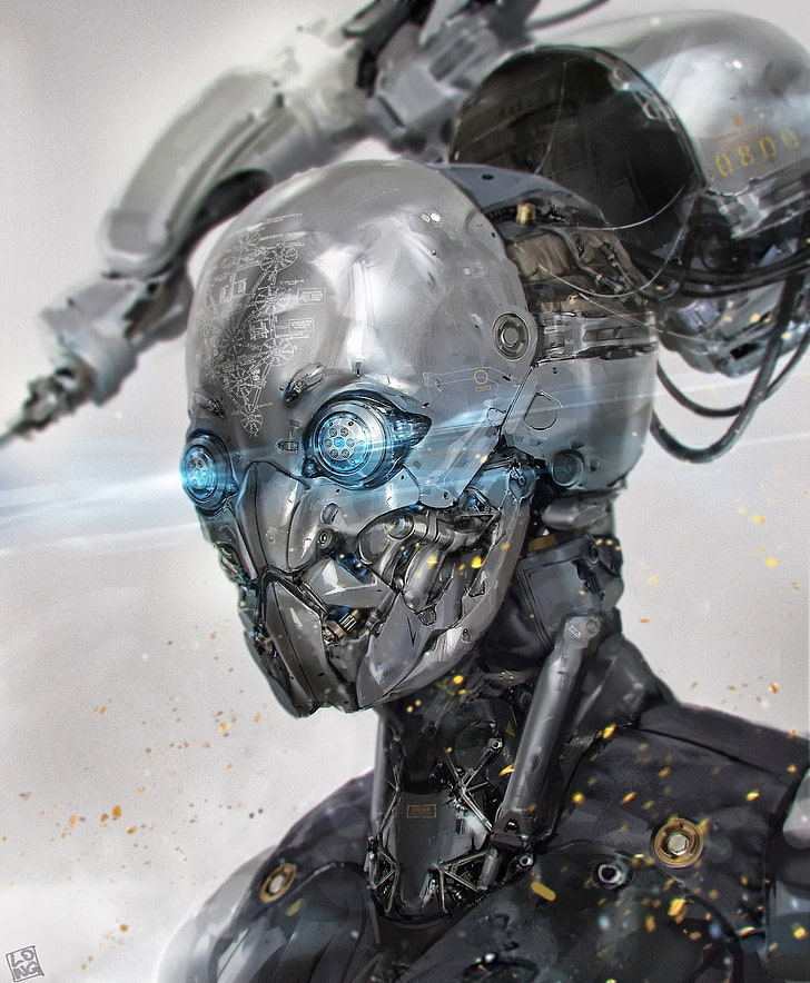 robot, sztuka cyfrowa, science fiction, Tapety HD, tapety na telefon