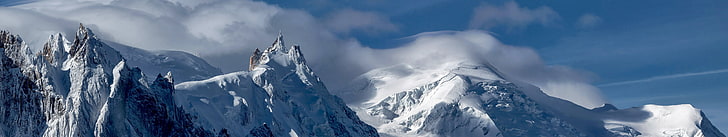 superficie de hormigón blanco y negro, paisaje, triple pantalla, nieve, montañas, Fondo de pantalla HD