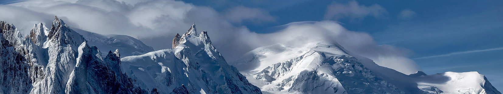 superficie de hormigón blanco y negro, paisaje, triple pantalla, nieve, montañas, Fondo de pantalla HD HD wallpaper