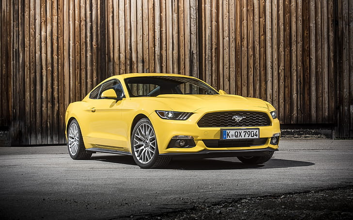 2015 Ford Mustang GT EU-spec желтый автомобиль, 2015, Ford, Mustang, GT, Желтый, Автомобиль, HD обои