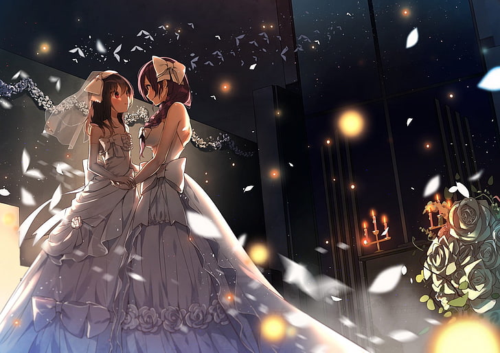 Anime Girls, Hochzeitskleid, Toujou Nozomi, Yazawa Nico, Love Live!, HD-Hintergrundbild