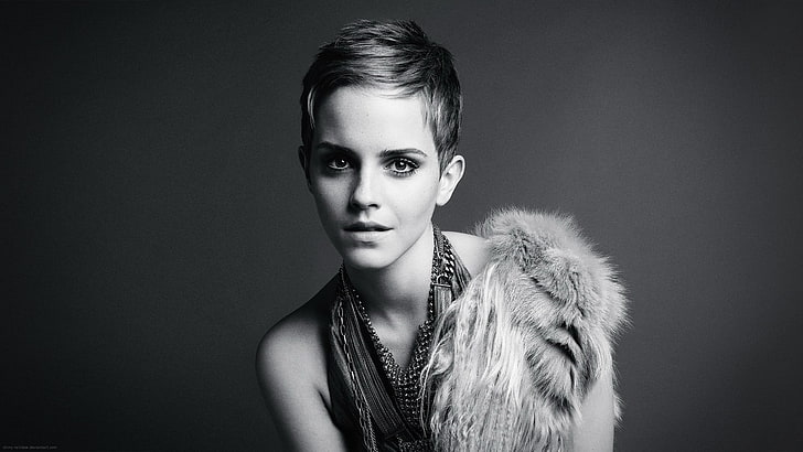 Foto en escala de grises de Emma Watson, mujeres, Emma Watson, monocromo, actriz, celebridad, Fondo de pantalla HD