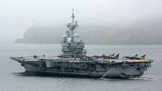 Военные корабли, авианосец, французский авианосец Шарль де Голль (R91), военный корабль, HD обои HD wallpaper
