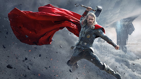 Thor, Thor 2: Dunia Gelap, Thor: Ragnarok, Avengers Endgame, Avengers: Perang Infinity, Avengers: Zaman Ultron, fiksi ilmiah, karakter film, Mjolnir, kilat, Wallpaper HD HD wallpaper