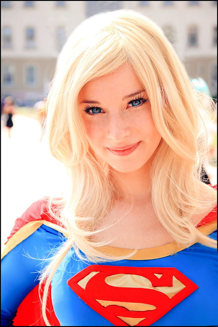 DC Supergirl, Supergirl, pirang, mata biru, malam Enji, wanita, cosplay, Wallpaper HD, wallpaper seluler
