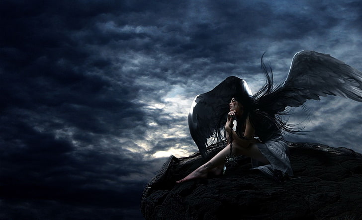 Fantasy, Angel, Dark, Wings, HD wallpaper
