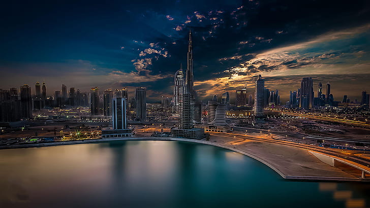 City Dubai Arabiska Dröm Burj Khalifa Förenade Arabemiraten Skrivbordsunderlägg Hd 2560 × 1440, HD tapet