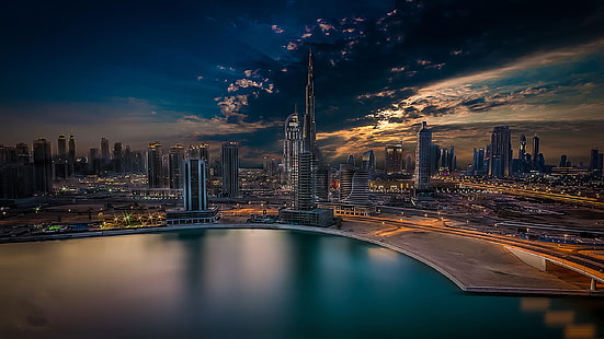 مدينة دبي الحلم العربي برج خليفة الإمارات العربية المتحدة خلفية سطح المكتب HD 2560 × 1440، خلفية HD HD wallpaper