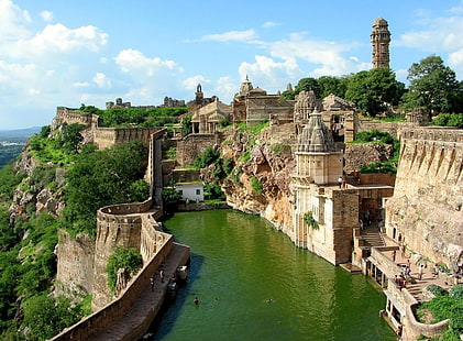 slott Indien vattenbassänger Chittorgarh fort 1600x1178 Natur Vatten HD Konst, Indien, slott, HD tapet HD wallpaper