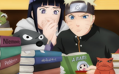 Ilustración de Naruto y Hinata, Anime, Naruto, Libro, Hinata Hyūga, Naruto Uzumaki, Fondo de pantalla HD HD wallpaper