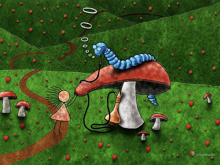 Vladstudio, mushroom, Alice in Wonderland, HD wallpaper
