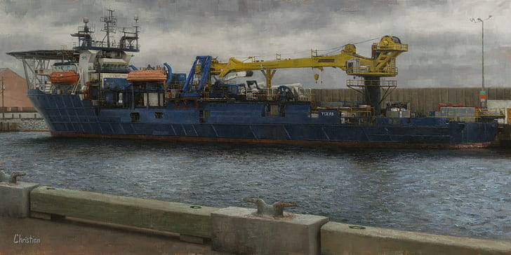 Malerei, Containerschiff, Schiff, Häfen, HD-Hintergrundbild