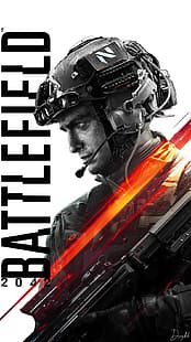 Battlefield 2042, soldat, hjälm, enkel bakgrund, HD tapet HD wallpaper