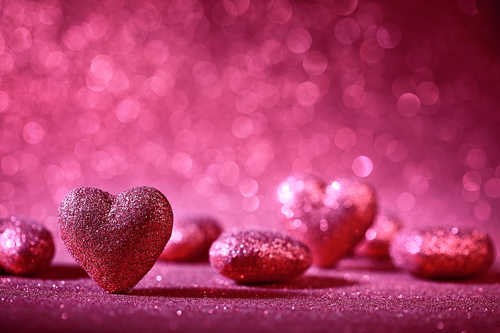 love, romantic, hearts, bokeh, valentine`s day, HD wallpaper