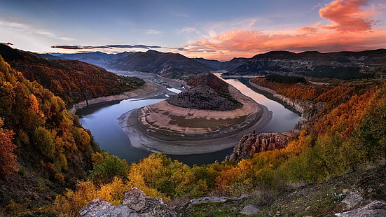 โค้งแม่น้ำ arda, แม่น้ำ, แม่น้ำ Arda, โค้งแม่น้ำ, ภูเขา, Madzharovo, เทือกเขาโรโดปตะวันออก, บัลแกเรีย, ภูเขาโรโดป, ภูเขา, ยุโรป, วอลล์เปเปอร์ HD HD wallpaper