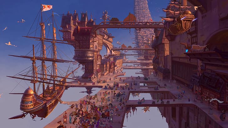 Treasure Planet, Disney, nave, fantascienza, steampunk, dirigibile steampunk, Sfondo HD