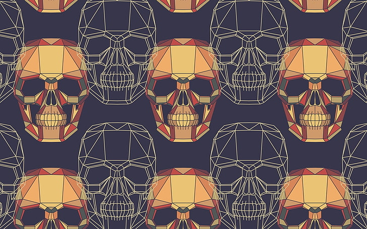 brown and white skull graphic arty, skull, HD wallpaper