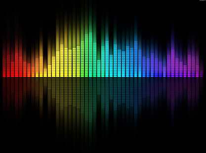 Музикален еквалайзер, тапети с различни цветове, музика, цветни, черни, звук, еквалайзер, HD тапет HD wallpaper