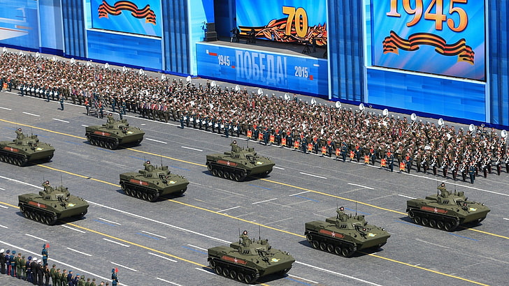 militer, Hari Kemenangan, Moskow, Rusia, mengudara, Wallpaper HD