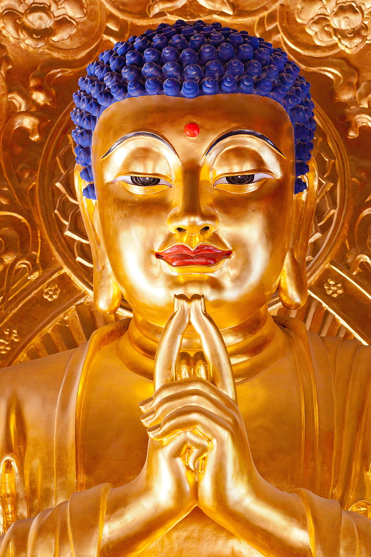 budda, posąg, złoto, buddyzm, Tapety HD, tapety na telefon