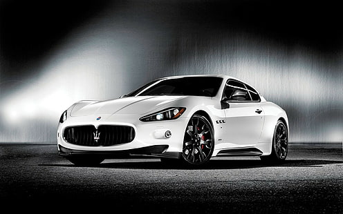 автомобиль, Maserati GranTurismo, белые машины, HD обои HD wallpaper