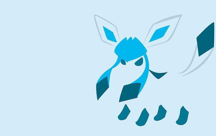 Glaceon, Minimalism, Blue Background, glaceon, minimalism, blue background, HD wallpaper