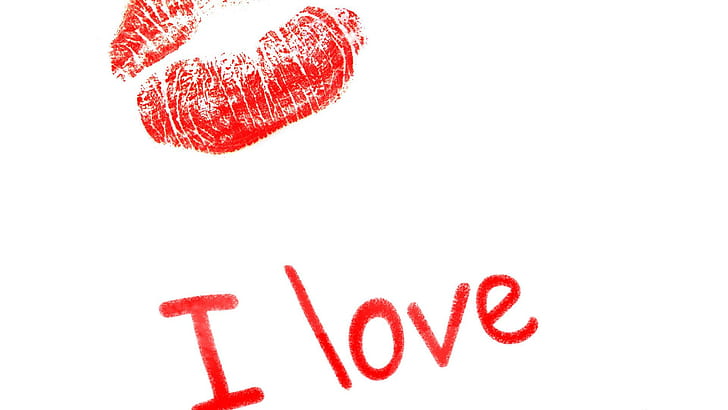 I ? Kiss, i love, text, kiss, illustration, 3d and abstract, HD wallpaper