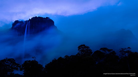 Angel Falls au crépuscule, Parc National de Canaima, Venezuela, chutes d'eau, Fond d'écran HD HD wallpaper