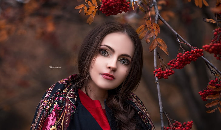 Frauen, Gesicht, Porträt, Frauen im Freien, Maksim Romanov, roter Lippenstift, HD-Hintergrundbild
