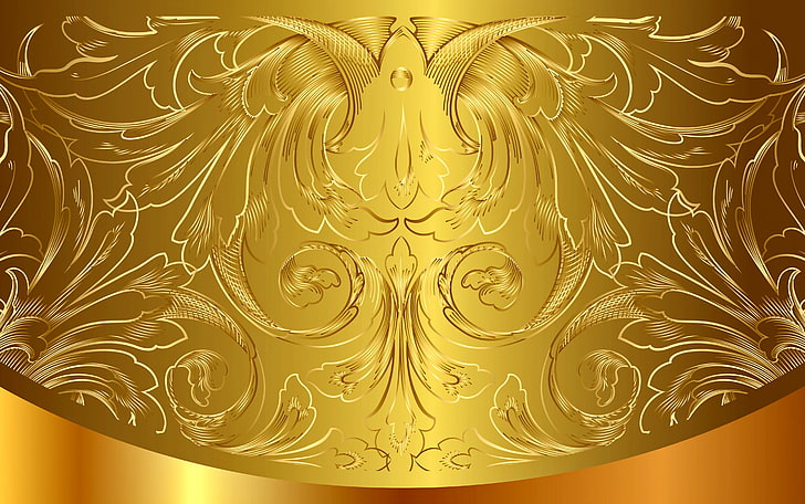 gold floral illustration, background, gold, pattern, vector, golden, ornament, vintage, gradient, HD wallpaper