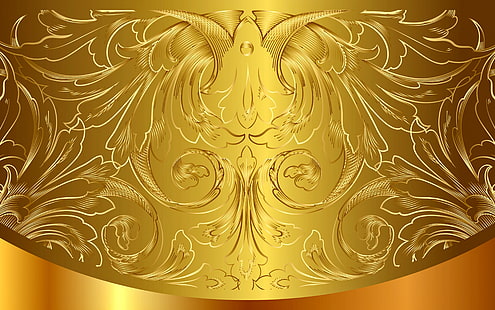 златна флорална илюстрация, фон, злато, модел, вектор, златен, орнамент, реколта, градиент, HD тапет HD wallpaper