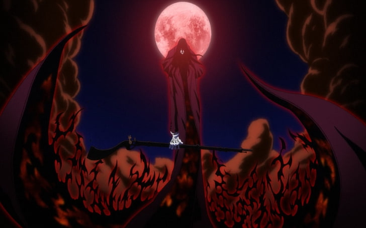 male anime character wallpaper, anime, Hellsing, Alucard, vampires, Moon, HD wallpaper