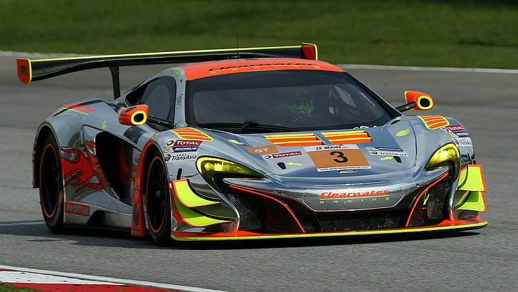 McLaren, McLaren 650S GT3, Rennwagen, Rennsport, Silberauto, Sportwagen, HD-Hintergrundbild
