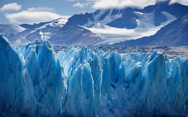 glaciers, ice, mountains, snow, landscape, HD wallpaper