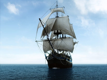 سفينة خشبية بنية وبيضاء ، سفر ، سفينة، خلفية HD HD wallpaper