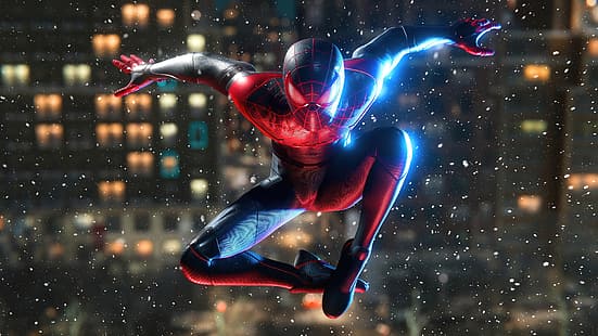 Miles Morales, Spiderman Miles Morales, Spider-Man, Peter Parker, Spider Gwen und Spiderman in Schwarz, HD-Hintergrundbild HD wallpaper