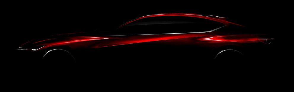 red coupe, Acura Precision, mobil, kendaraan, konsep seni, latar belakang sederhana, monitor ganda, banyak tampilan, Wallpaper HD HD wallpaper
