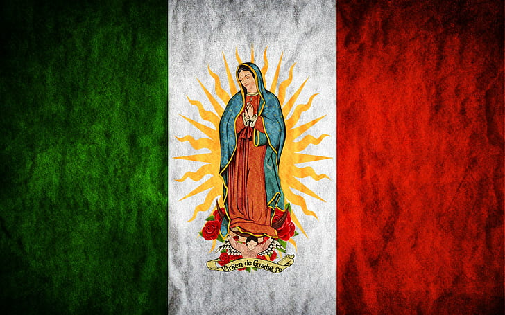 Mexiko, Flagge, Jungfrau Maria, HD-Hintergrundbild