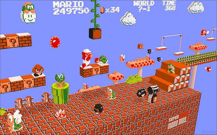 nintendo super mario voxels 1920x1200  Video Games Mario HD Art , nintendo, Super Mario, HD wallpaper
