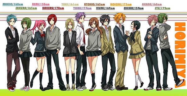 Horimiya, Hori Kyouko, Yoshikawa Yuki, Ishikawa Toru, Miyamura Izumi, Hori-san bis Miyamura-kun, HD-Hintergrundbild HD wallpaper
