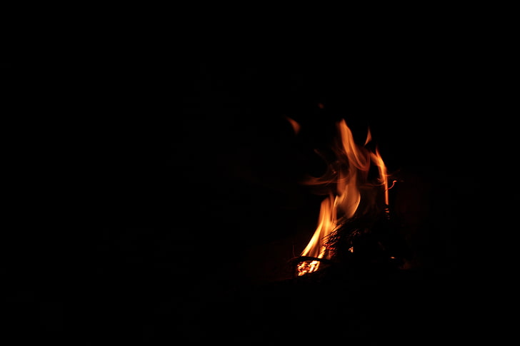 bonfire, fire, dark, flame, HD wallpaper