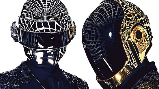 dois robôs, Daft Punk, música, capacete, robô, HD papel de parede HD wallpaper