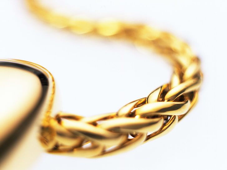 gold-colored chain, chain, white, gold, HD wallpaper
